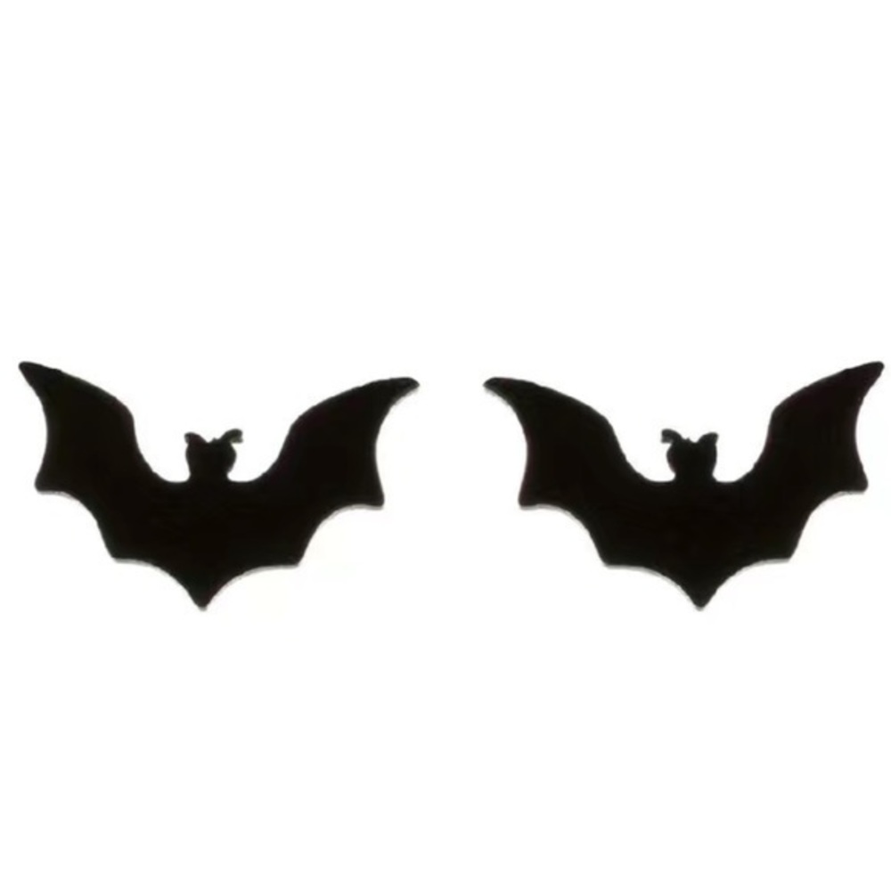NWT 18K Gold Plated Stainless Steel Bat Earrings (Black or Silver) #Halloween